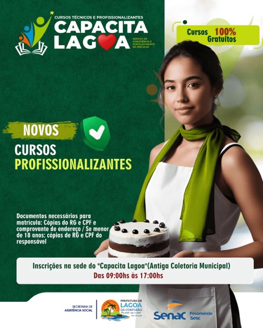 Capacita Lagoa abre novas turmas para o curso gratuito de Técnicas de Confeitaria